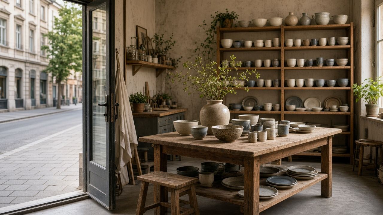 Ceramics studio / workshops / small shop workspace at Ceramics Gaswotitub